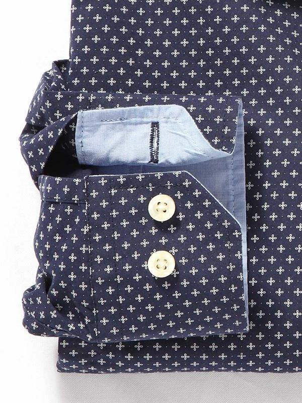 Vincent Navy Printed Cotton Shirt