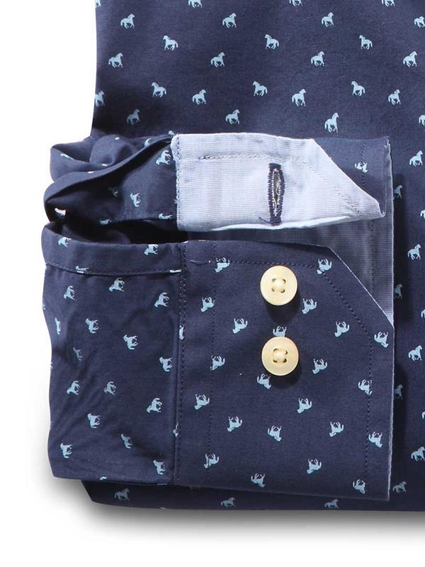 Gallop Navy Printed    Cotton Shirt