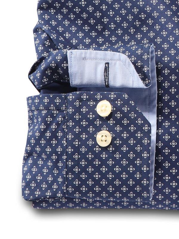 Hefe Navy Printed    Cotton Shirt