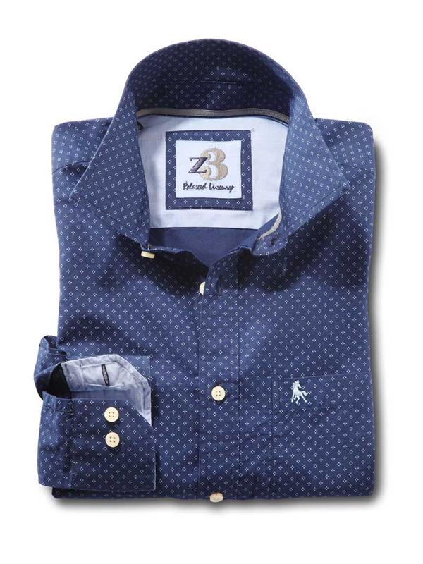 Purl Navy Printed    Cotton Shirt
