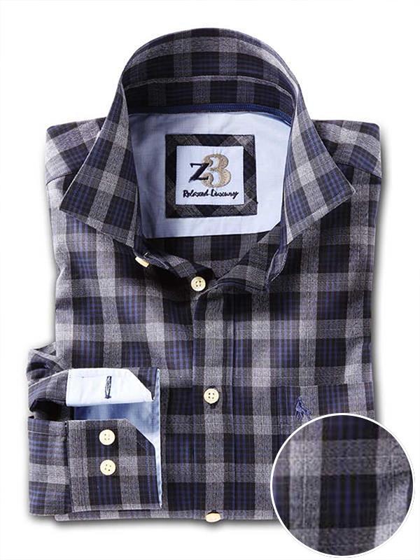 Sundance Navy Check Full sleeve single cuff   Blended Shirt