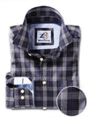 Sundance Navy Check Full sleeve single cuff   Blended Shirt