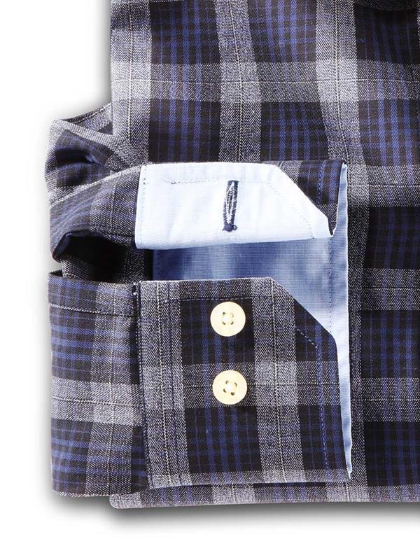 Sundance Navy Check Full sleeve single cuff   Blended Shirt