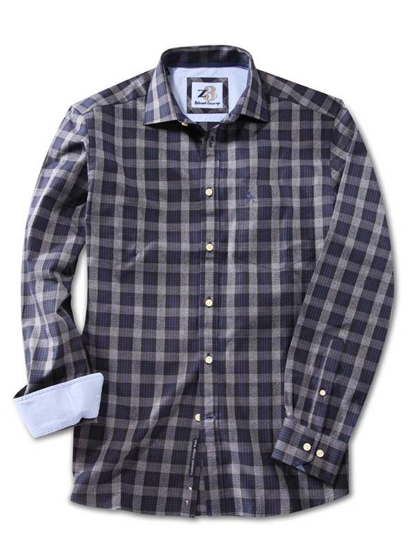 Sundance Navy Check Full sleeve single cuff   Blended Shirt