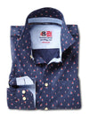Lighthouse Navy Printed Full sleeve single cuff   Cotton Shirt