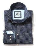 Porter Navy Printed Full sleeve single cuff   Cotton Shirt