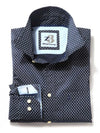 Porter Navy Printed Full sleeve single cuff   Cotton Shirt