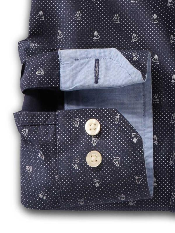 Sail Navy Printed    Cotton Shirt