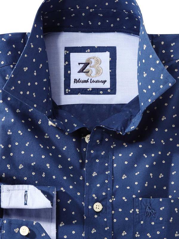 Buds Navy Printed    Cotton Shirt