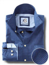 Modric Navy Printed Full sleeve single cuff   Cotton Shirt