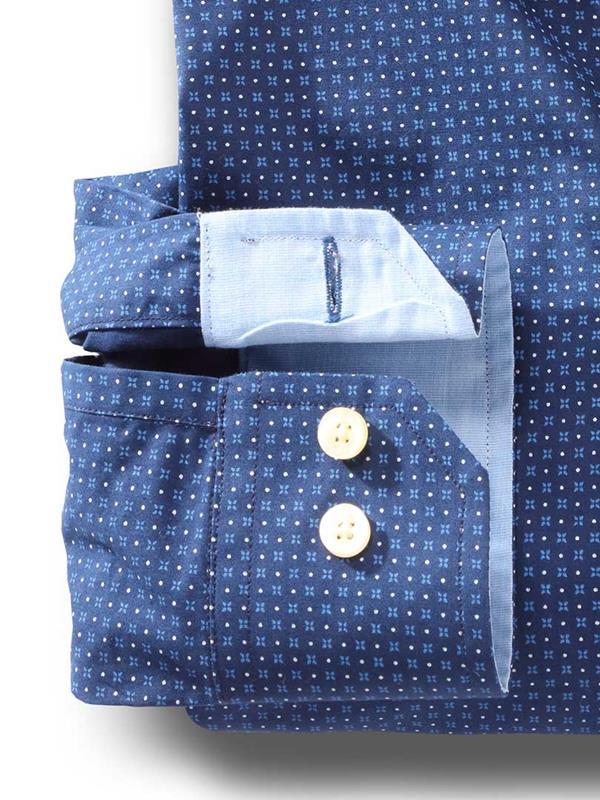 Modric Navy Printed Full sleeve single cuff   Cotton Shirt