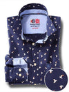 Egret Navy Printed Full sleeve single cuff   Cotton Shirt