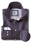 Jets Navy Printed Full sleeve single cuff   Cotton Shirt