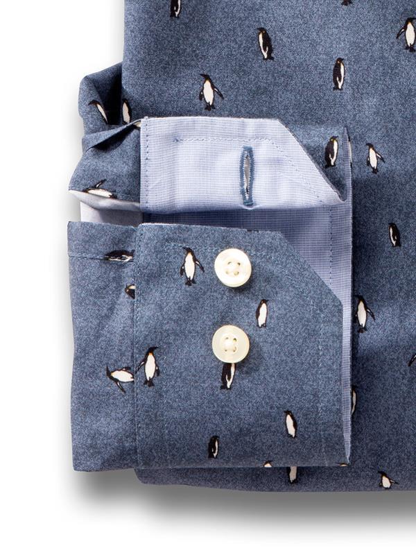 Emperor Navy Printed Full sleeve single cuff   Cotton Shirt