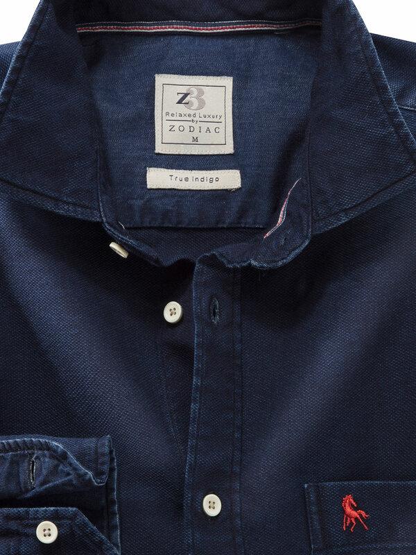 Sundance Indigo Navy Solid Full sleeve single cuff   Cotton Shirt