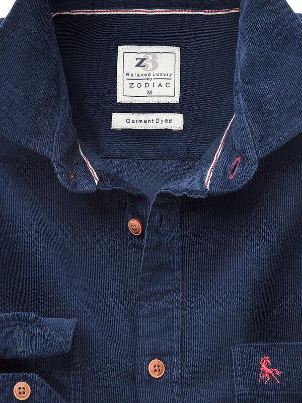 Rodeo Navy Corduroy Full sleeve single cuff   Cotton Shirt