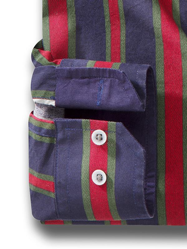 Gibson Maroon Striped Full sleeve single cuff   Cotton Shirt