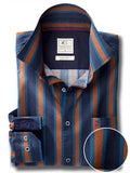 Gibson Rust Striped Full sleeve single cuff   Cotton Shirt