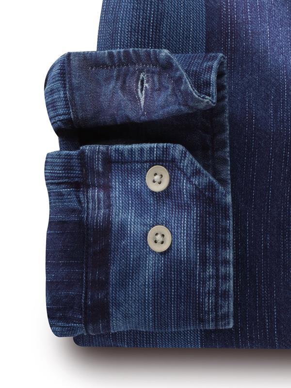 Eastwood Indigo Navy Striped Full sleeve single cuff   Cotton Shirt