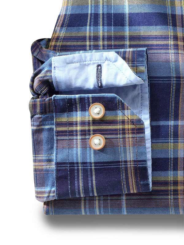 Django Indigo Navy Check Full sleeve single cuff   Cotton Shirt