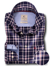 Kylian Twill Navy Check Full Sleeve Tailored Fit Casual Cotton Shirt