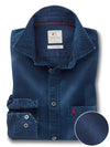 Russel True Indigo Navy Solid Full Sleeve Tailored Fit Casual Cotton Shirt