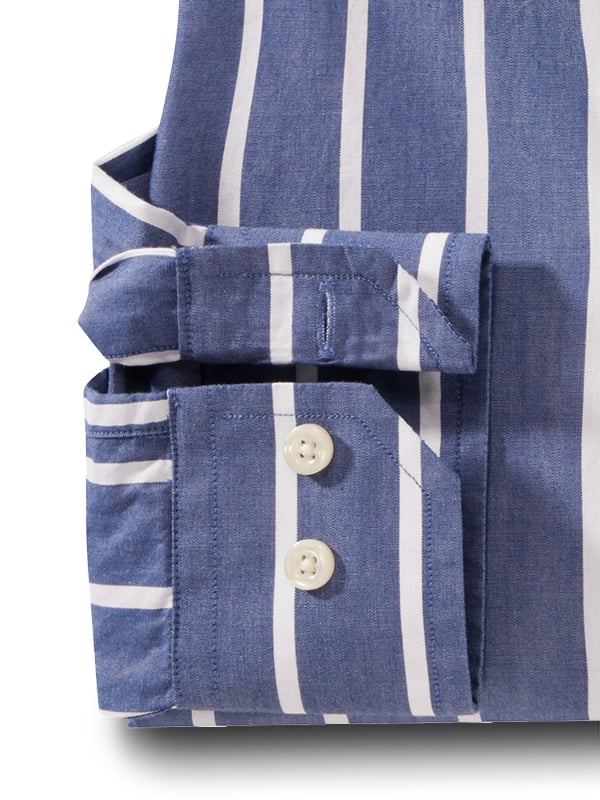 Daniil Navy Striped Full Sleeve Tailored Fit Casual Cotton Shirt