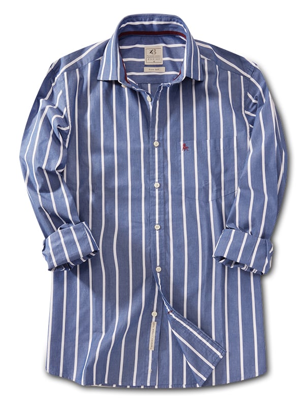 Daniil Navy Striped Full Sleeve Tailored Fit Casual Cotton Shirt