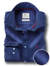 Tottenham Twill Garment Dyed Navy Solid Full Sleeve Tailored Fit Casual Cotton Shirt