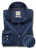 Elliot Indigo Navy Striped Full sleeve single cuff   Cotton Shirt