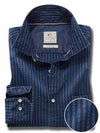 Elliot Indigo Navy Striped Full sleeve single cuff   Cotton Shirt