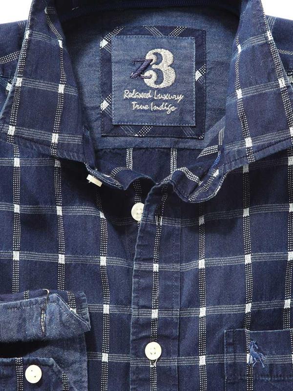 Gunhill Indigo Navy Check    Cotton Shirt
