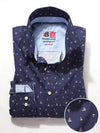 Yacht Navy Printed    Cotton Shirt
