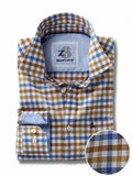 Natadola Ochre Check Full sleeve single cuff   Cotton Shirt