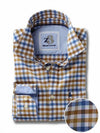 Natadola Ochre Check Full sleeve single cuff   Cotton Shirt