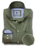 Eddie Olive Solid Full sleeve single cuff   Cotton Shirt