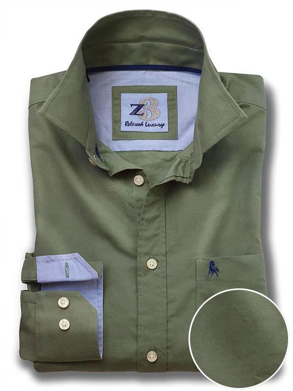 Eddie Olive Solid Full sleeve single cuff   Cotton Shirt