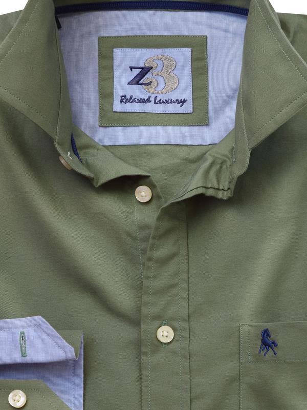 Eddie Olive Solid Full sleeve single cuff   Cotton Shirt