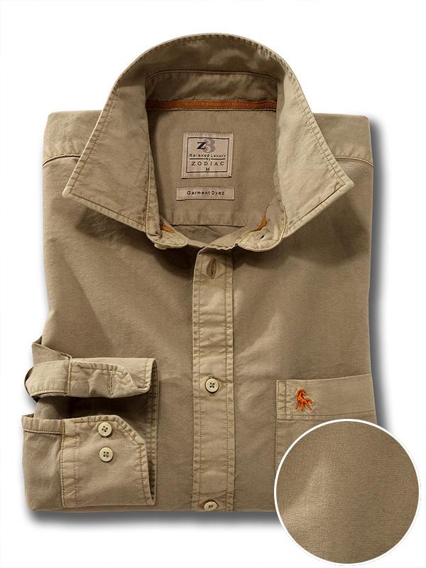 Marbella Olive Solid Full sleeve single cuff   Cotton Shirt