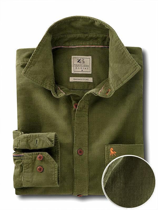Rodeo Olive Corduroy Full sleeve single cuff   Cotton Shirt