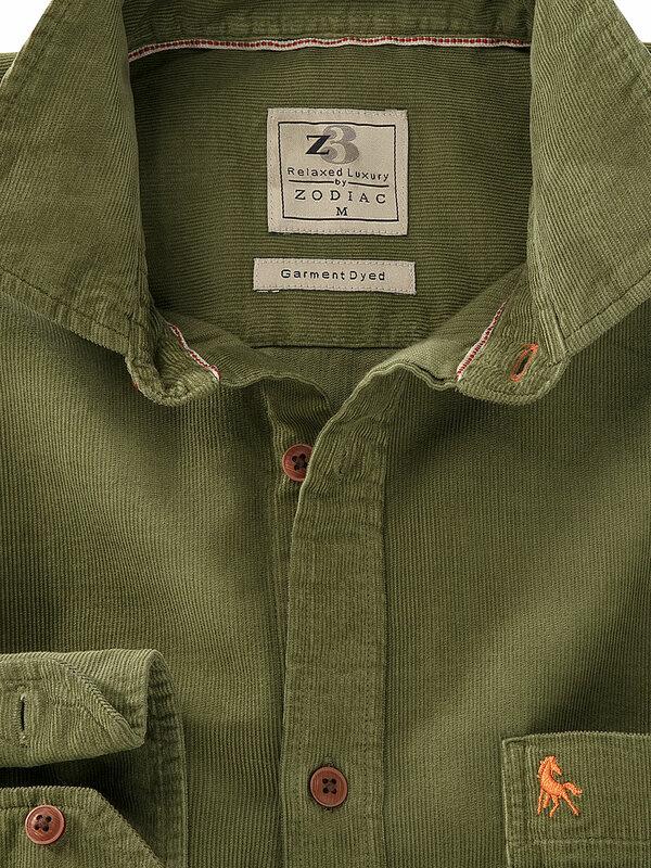 Rodeo Olive Corduroy Full sleeve single cuff   Cotton Shirt
