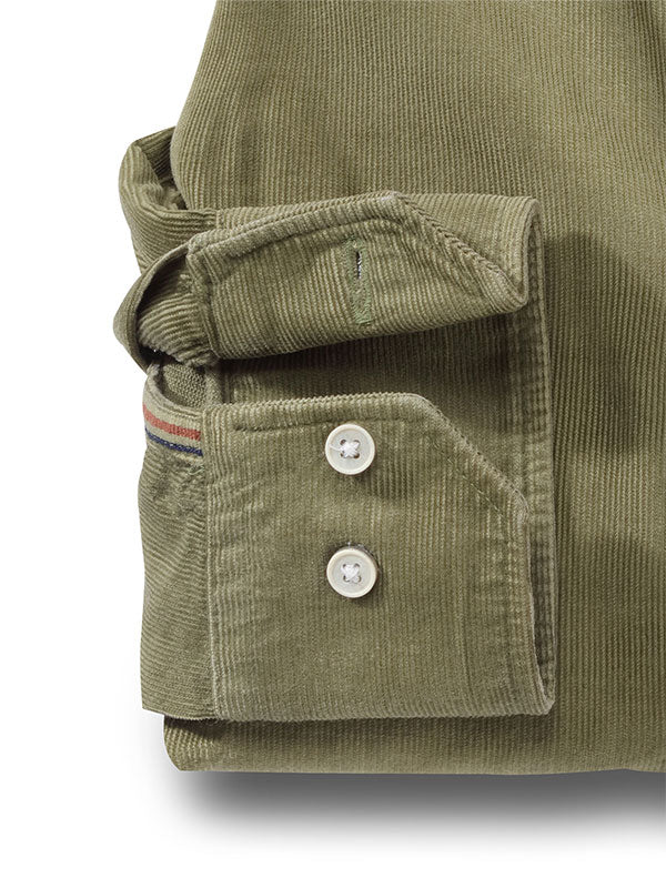 Innsbruck Olive Corduroy Full sleeve single cuff   Cotton Shirt