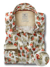Luka Olive Printed Full Sleeve Tailored Fit Casual Cotton Shirt