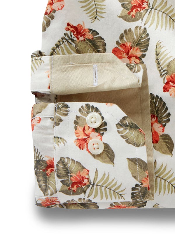 Luka Olive Printed Full Sleeve Tailored Fit Casual Cotton Shirt