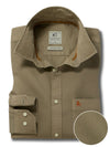 Perama Twill Garment Dyed Olive Solid Full Sleeve Tailored Fit Casual Cotton Shirt