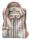 Hovland Slub Olive Striped Full Sleeve Tailored Fit Casual Cotton Shirt