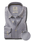 Keegan Oxford Olive Striped Full Sleeve Tailored Fit Casual Cotton Shirt