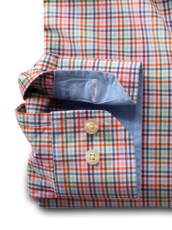 Wayne Orange Check Full sleeve single cuff   Blended Shirt
