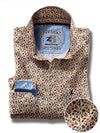 Kurinji Orange Printed Full sleeve single cuff   Cotton Shirt