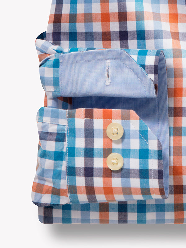 Bogota Orange Check Full Sleeve Tailored Fit Casual Cotton Shirt